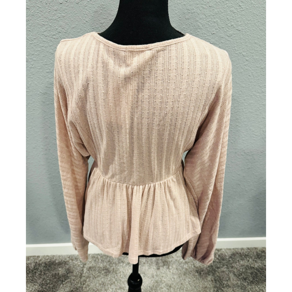 Peach Lane Mauve Long-Sleeve Peplum Surplice Top, Size M, NEW - Picture 4 of 8